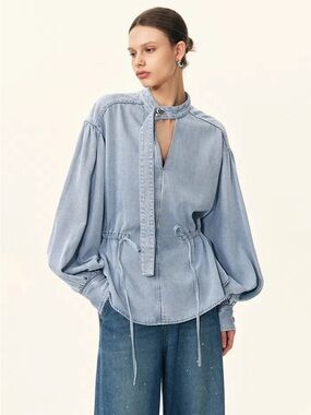 Fabrique x Glenda A. Goldschmied Size XS Aurore Button Collar Denim Blouse